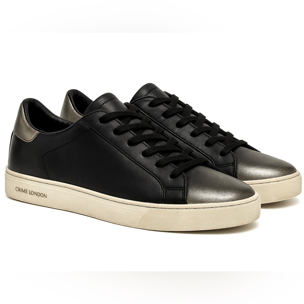 Crime London Women's Black and Silver Sneakers Size 39